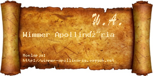 Wimmer Apollinária névjegykártya